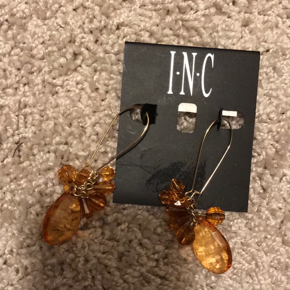 Inc hooped pink beaded ball drop earrings